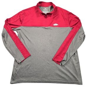 Arkansas Razorbacks Shirt Mens XL Gray NCAA Football Fanatics 1/4Zip Pullover
